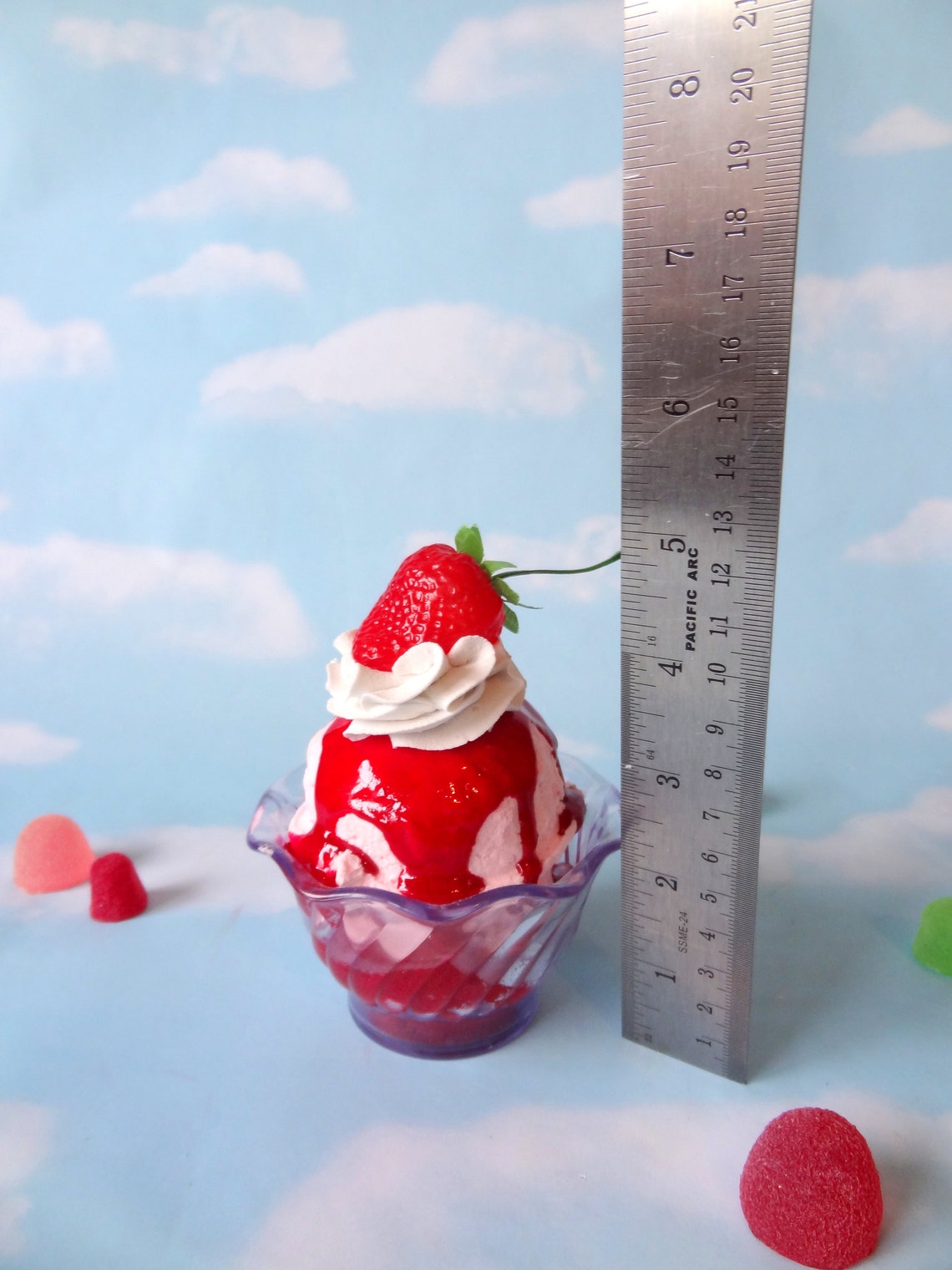 Fake Ice Cream Sundae Small Strawberry With Whipped Cream Faux Food ...