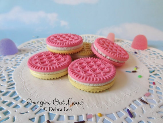 Fake Cookies FIVE Faux Pink Strawberry Vanilla Cream Creme Sandwich Cookies - Etsy Fake Cookies FIVE Faux Pink Strawberry Vanilla Cream Creme Sandwich Cookies - Etsy