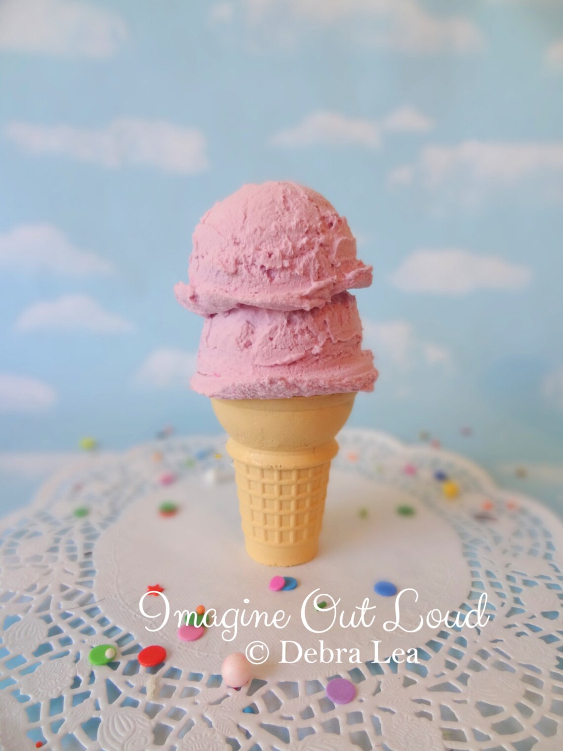 Fake Ice Cream Double Scoop Strawberry on Vanilla Cone Hand Etsy
