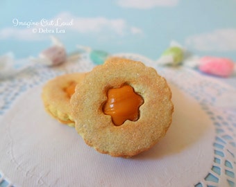 Fake Cookies Caramel Sandwich Linzer Tart Round Flower