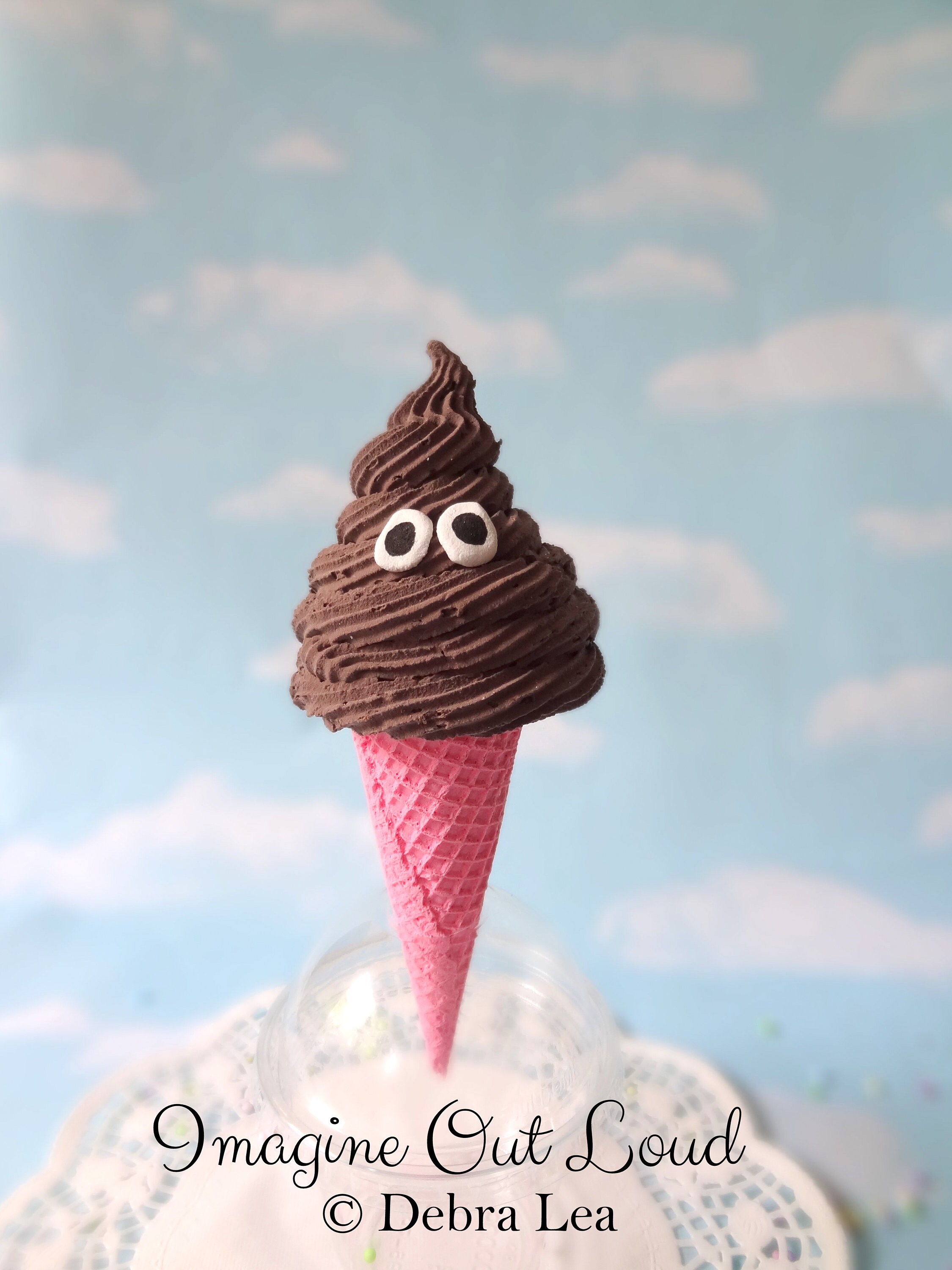 Fake Ice Cream Faux Cone Poop EMOJI Chocolate Soft Serve Swirl Etsy