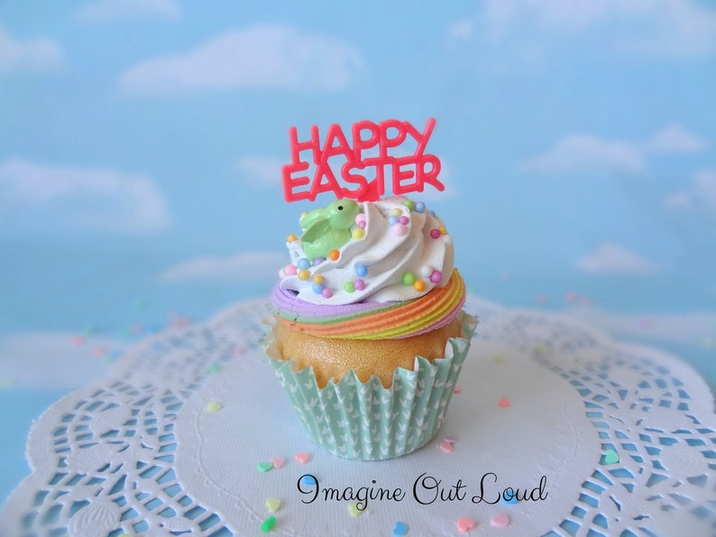 Fake Cupcake Spring Happy Easter Bunny Rabbit Home Decor