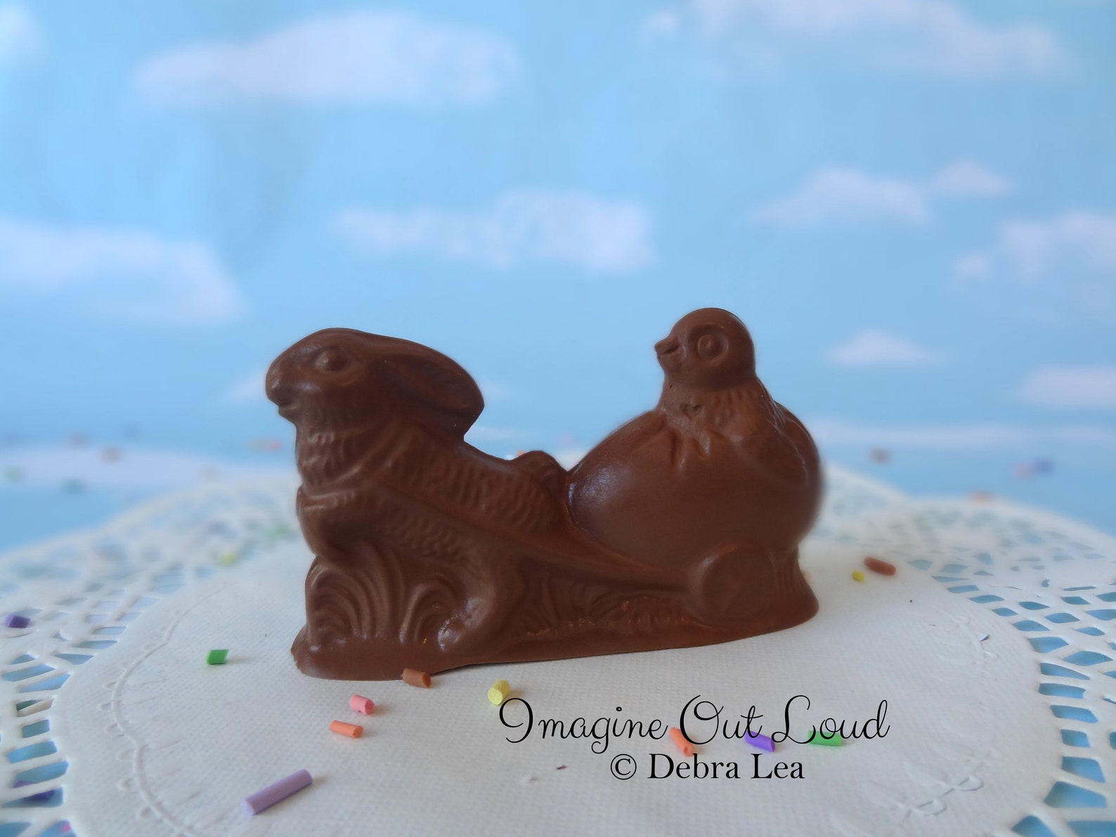 Fake Chocolate Bunny RABBIT Chick Cart SOLID Handmade Faux | Etsy