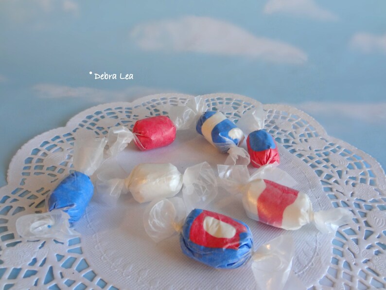 Fake Candy Faux Candies Patriotic Salt Water Taffy Bowl Fillers Display Food Prop Decor image 1