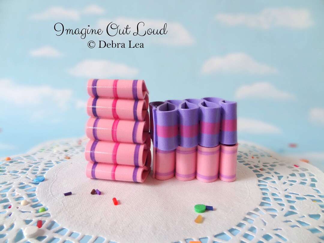 Fake Ribbon Fake Ribbon Candy Realistic Hand Painted Pink Purple - Etsy