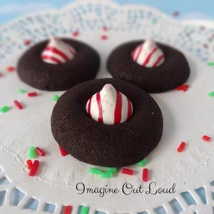 FAUX Peppermint Chocolate Kiss Blossom Cookie Set Christmas Holiday Fake Food
