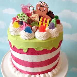 LIMITED EDITION Fake Cake Christmas Holiday Max Loaded Candy Winter Centerpiece Prop