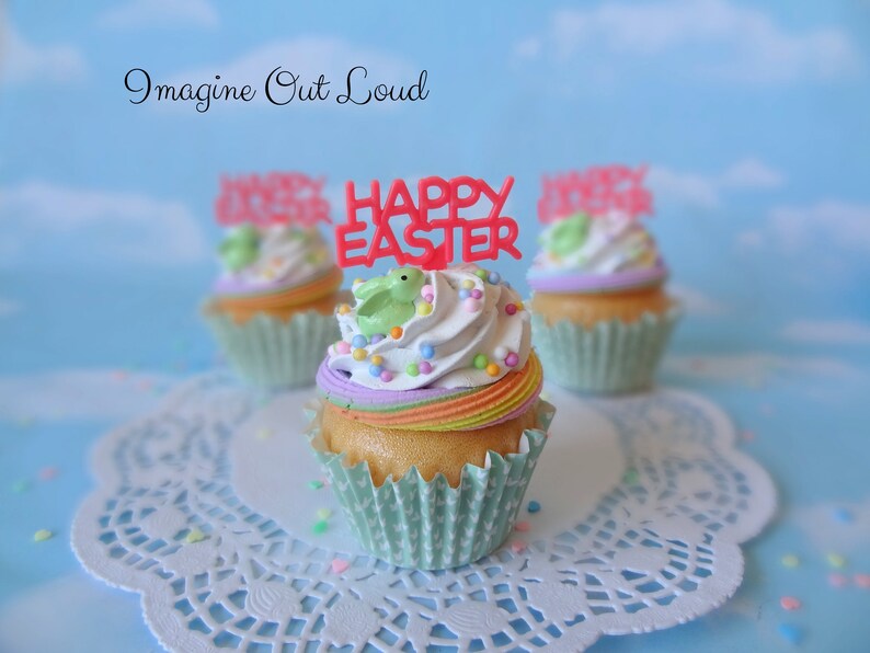 Fake Cupcake Spring Happy Easter Bunny Rabbit Home Decor