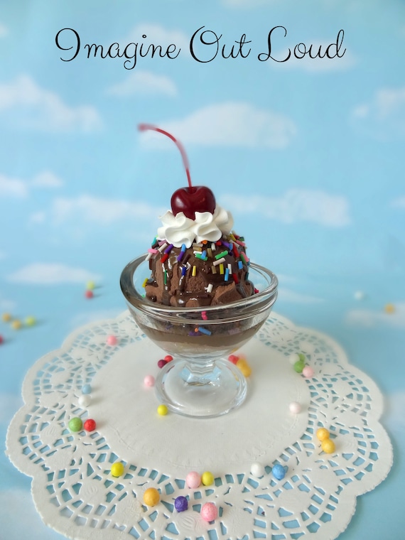 Fake Ice Cream Sundae Chocolate With Milk Chocolate Sauce and Etsy