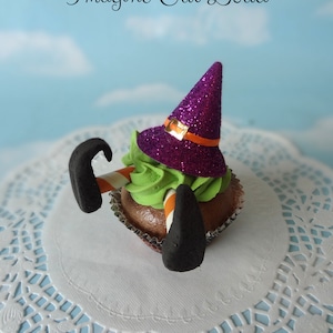 Fake Cupcake Halloween Melting Witch Hat Legs Trick or Treat Cupcake Display Decor