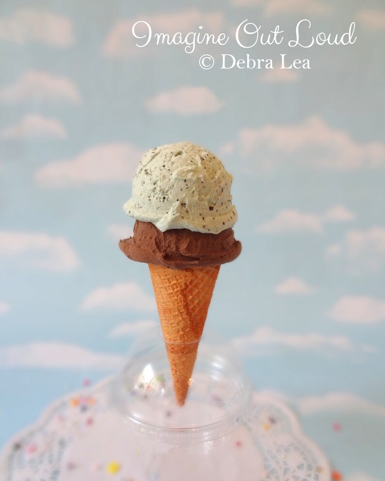 Fake Ice Cream Double Scoop Chocolate & Mint Chip on Sugar Etsy