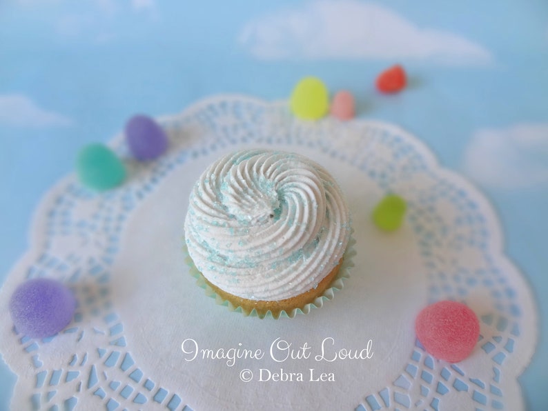 Fake Cupcake Pastel Aqua Vanilla Photo Prop Kitchen Decor Favor