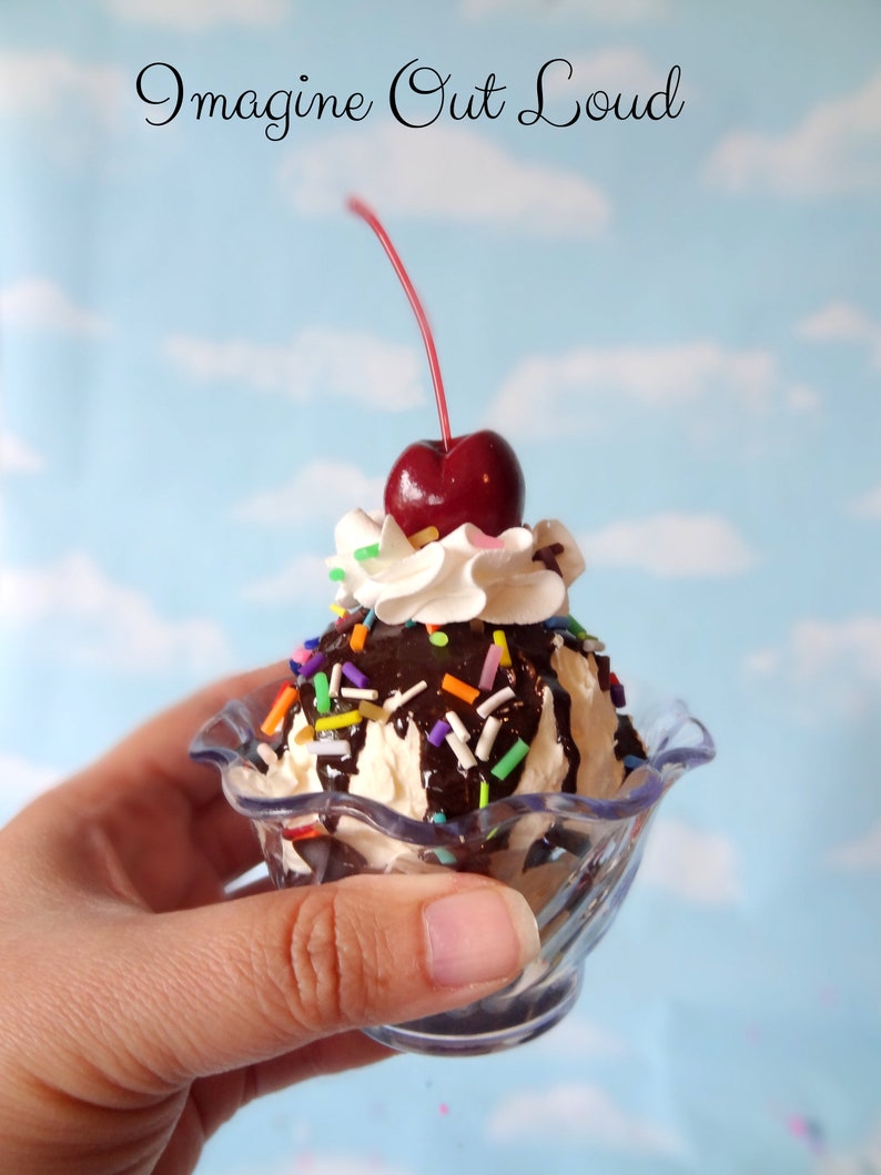 Fake Ice Cream Sundae: Vanilla, Hot Fudge, Sprinkles Faux Food Prop - Etsy