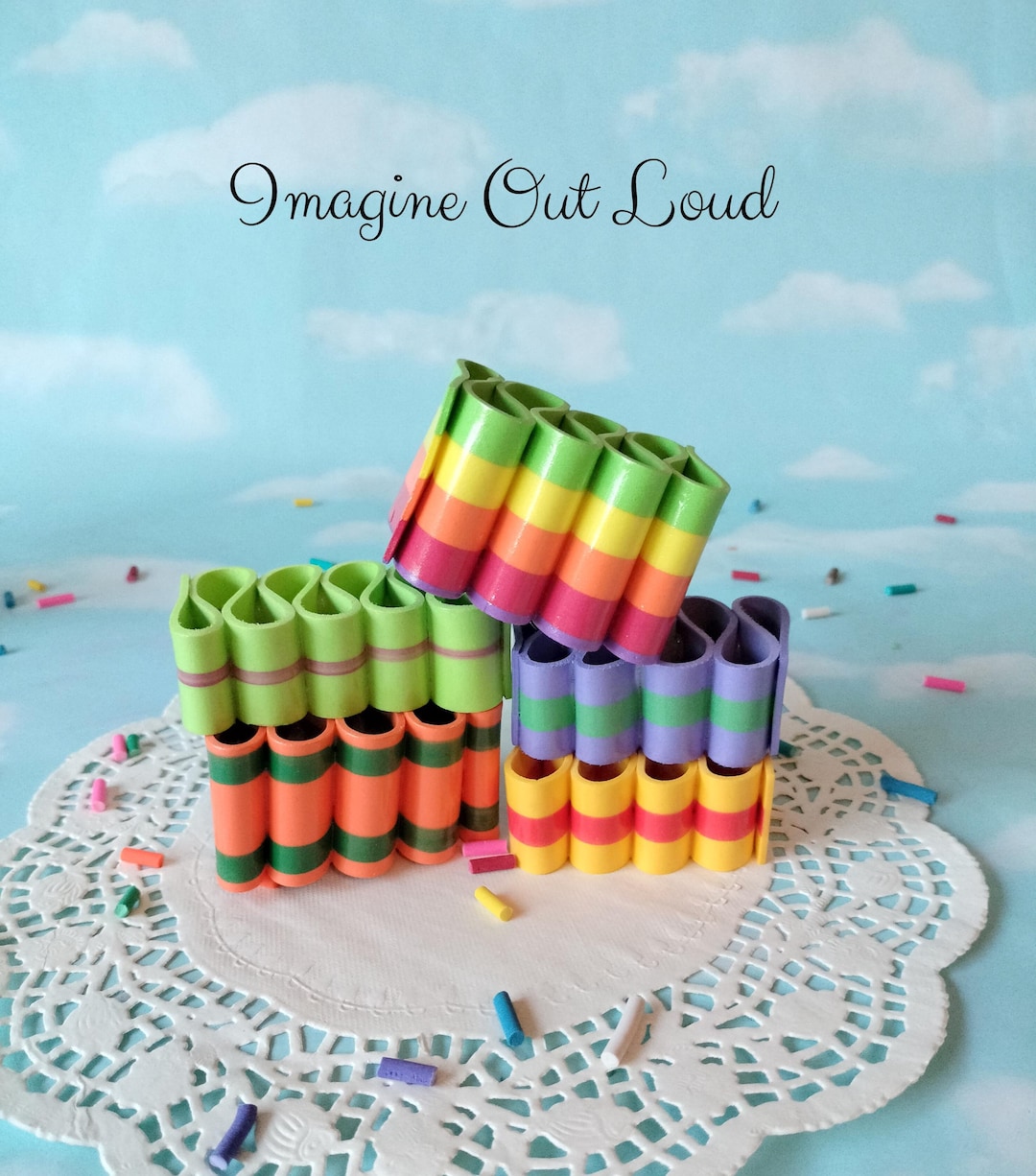 Fake Ribbon Fake Ribbon Candy Realistic Hand Painted RAINBOW 6F - Etsy