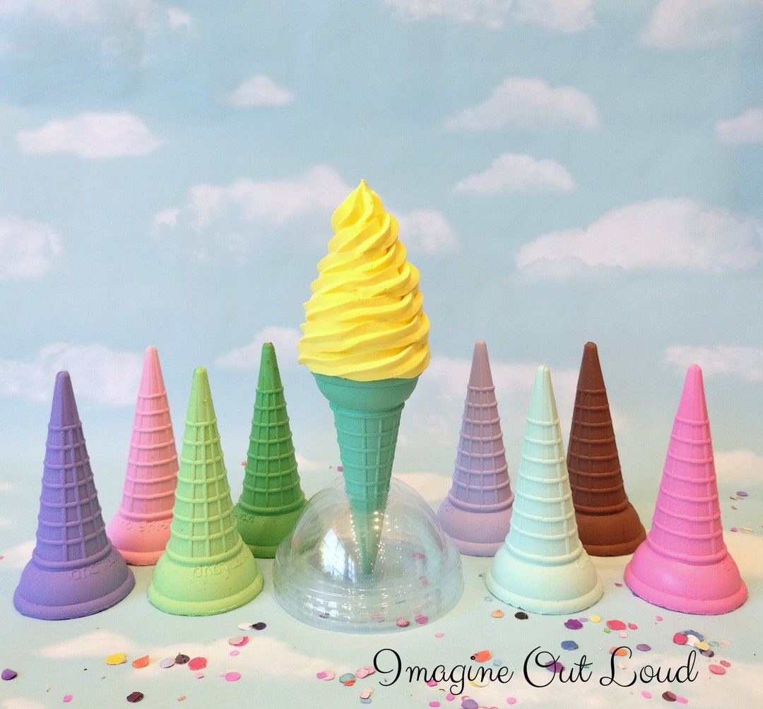 Fake Ice Cream Tall CONE COLOR CHOICE Soft Serve Swirl Yellow Prop ...