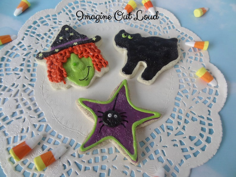 Fake Sugar Cookie Halloween Set of 3 Handmade Faux Cookies image 2