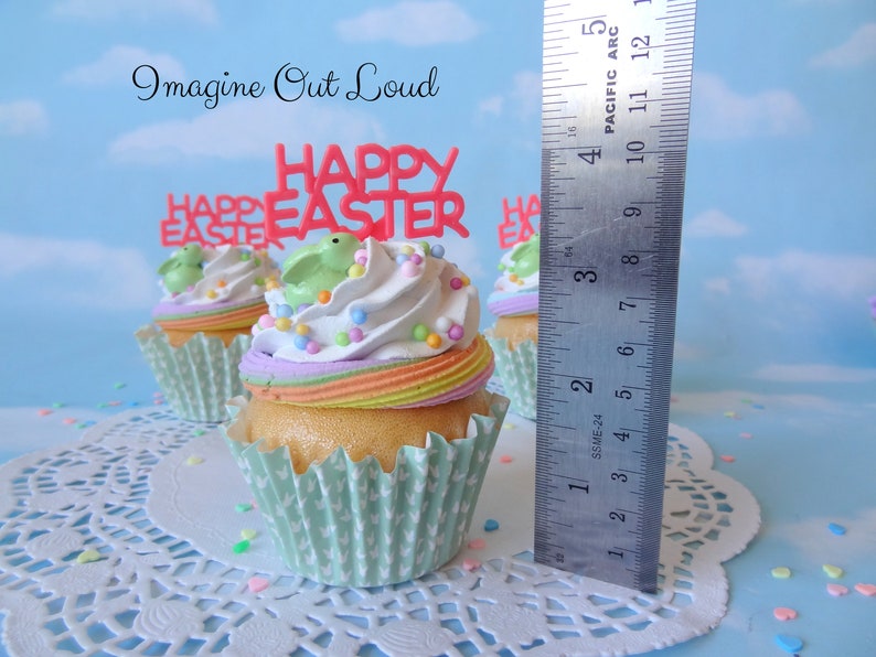 Fake Cupcake Spring Happy Easter Bunny Rabbit Home Decor