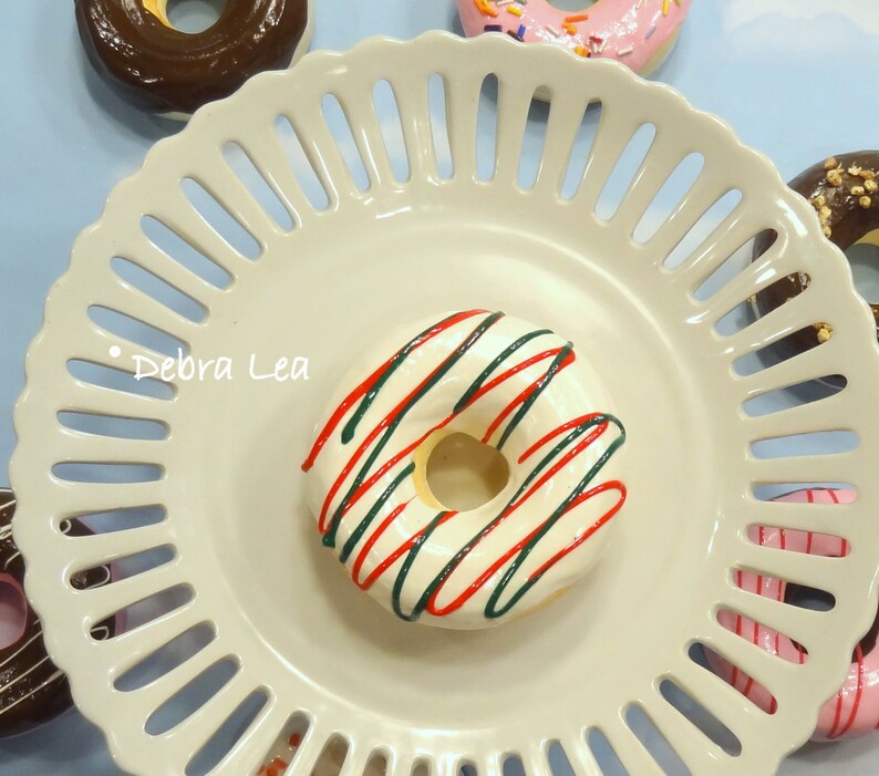 Fake Donut Doughnut Red Green Christmas Holiday Decor