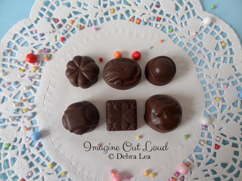 Fake Candy DARK Chocolate Bon Bons Truffles Set of Six Halloween Valentine's Display Food Prop Decor image 1