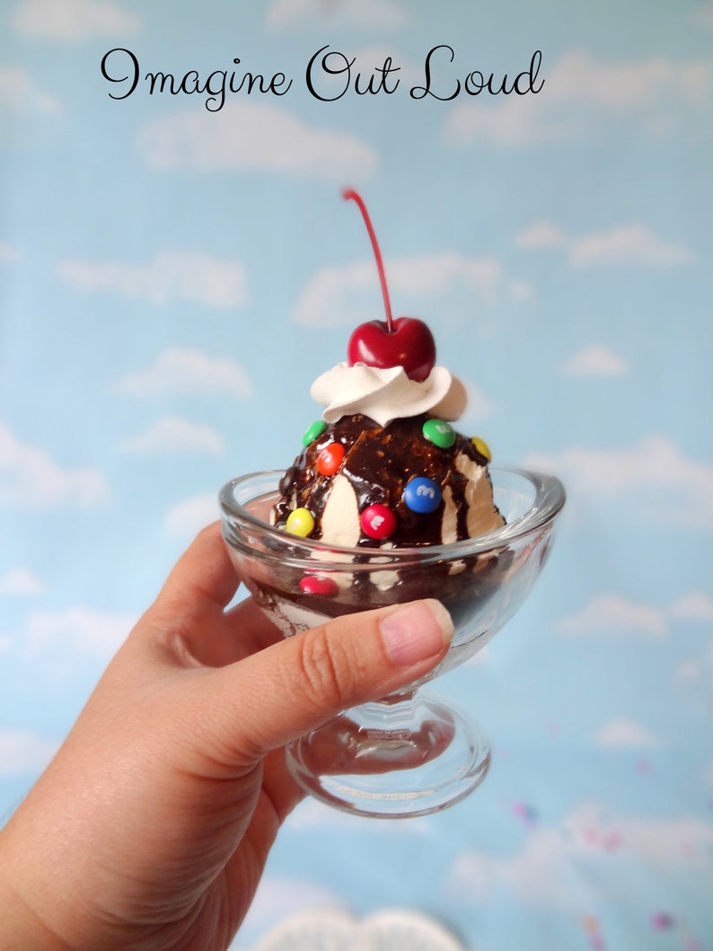 Fake Vanilla Ice Cream Sundae With Hot Fudge and Candies - Etsy