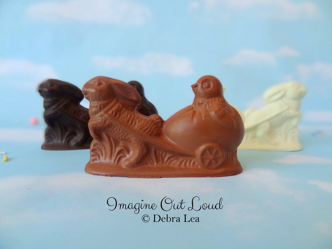Fake Chocolate Bunny RABBIT Chick Cart SOLID Handmade Faux Easter ...