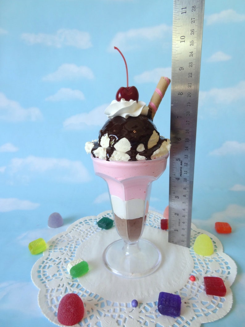 Fake Ice Cream Sundae Tall Milkshake Prop Vanilla Chocolate Strawberry ...