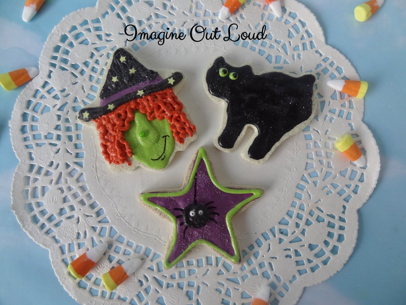 Fake Sugar Cookie Halloween Set of 3 Handmade Faux Cookies image 1