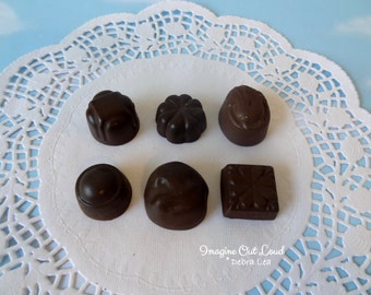 Fake Candy DARK Chocolate Bon Bons Truffles Set of Six Halloween Valentine's Display Food Prop Decor