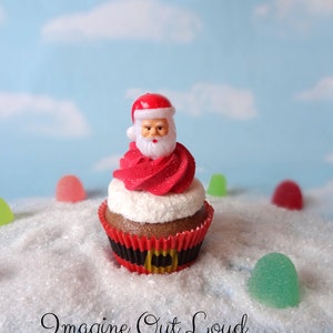 Fake Cupcake Realistic Christmas Holiday SANTA Claus Decoration