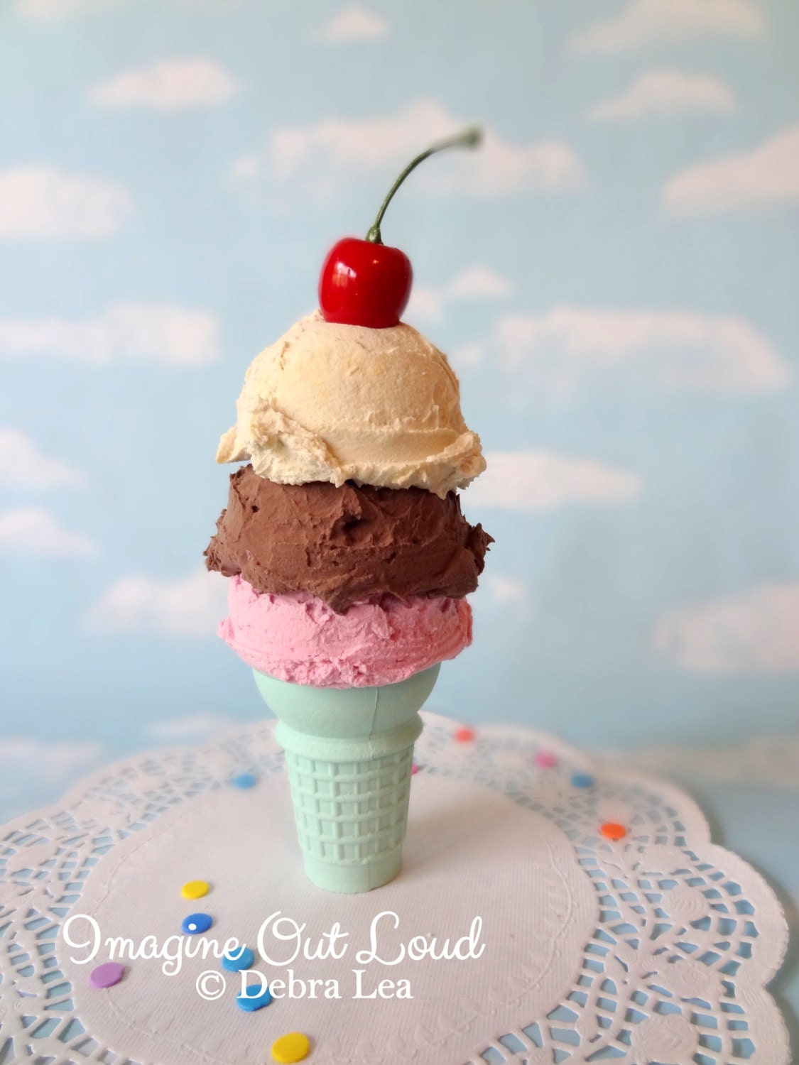 Fake Ice Cream Realistic Beautiful Gourmet Faux TRIPLE Scoop Etsy