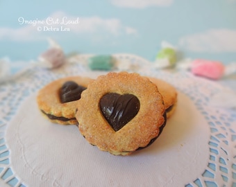 Fake Cookies Chocolate Sandwich Linzer Tart Round Heart