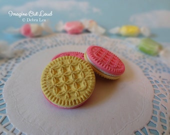Fake Cookies Three Faux Pink Strawberry Vanilla Sandwich Cookies