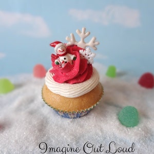 Fake Cupcake SINGLE Snowflake Frosty Christmas Holiday Faux Ornament Kitchen Prop