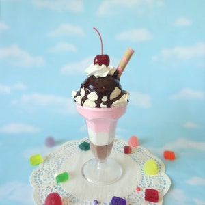 Fake Ice Cream Sundae Tall Milkshake Prop Vanilla Chocolate Strawberry Neapolitan Faux Food