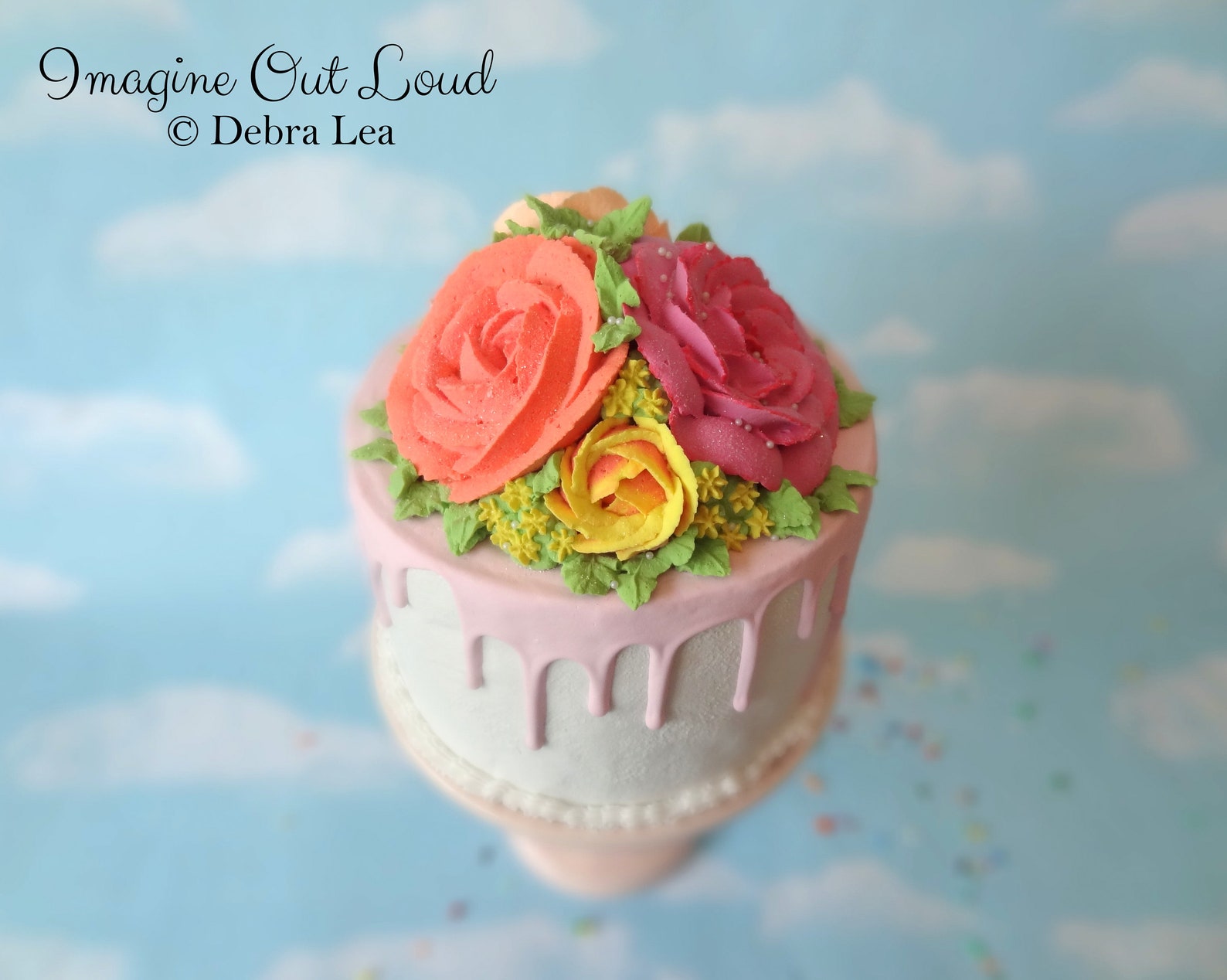 Faux Cake Fake Single Layer Floral Cake Flowers Etsy