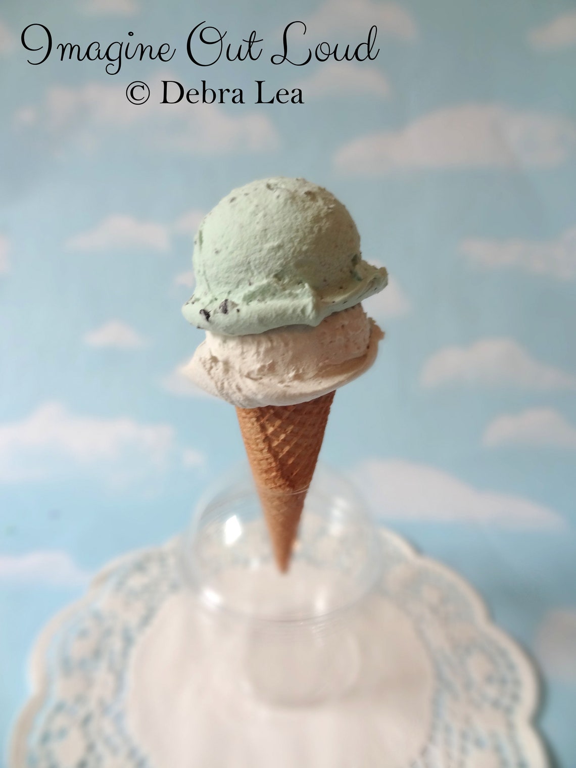 Fake Ice Cream Double Scoop Chocolate Mint Chip and Vanilla on - Etsy