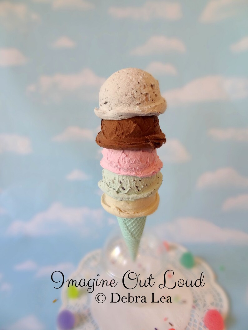 Fake Ice Cream Specialty Faux FIVE Scoop Aqua Sugar Cone Etsy