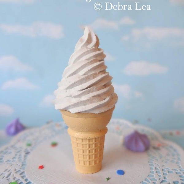 Fake Ice Cream Faux Cone Realistic Vanilla Soft Serve swirl on Vanilla Cone