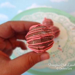 Truffle Fake Cake Pop Set Chocolate with Strawberry Pink Drizzle Props image 3