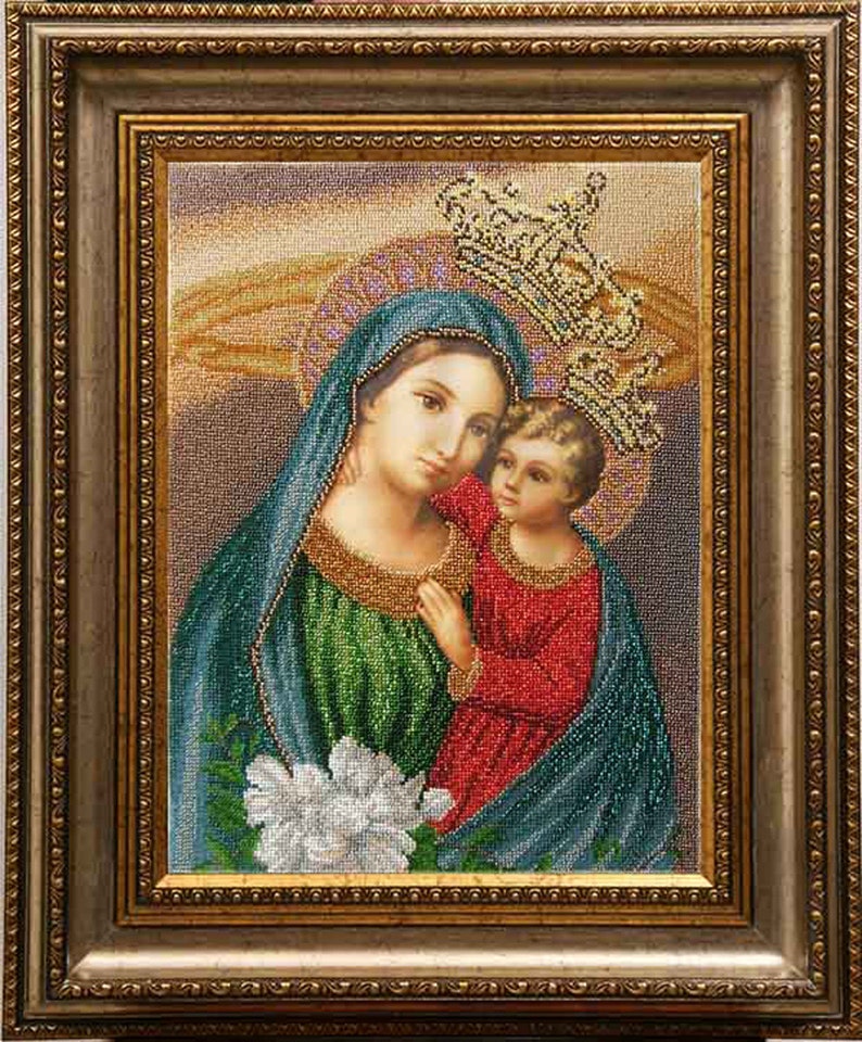 Virgin Mary the Unfading Blossom DIY bead embroidery kit beaded painting needlepoint craft set