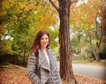 Sweater Coat in Herringbone Heavy Wool Sweater Knit - Custom made by Shanna Britta