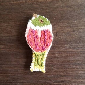 Nordic Folk Art Bird Brooch - Handstitched by Shanna Britta