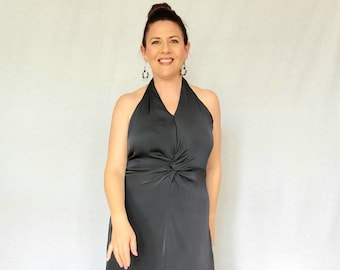 Twisted Waist Halter Gown in Silk Georgette - Custom made by Shanna Britta