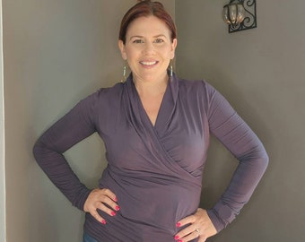 Wrap Blouse in Luxurious Bamboo Jersey - Custom made by Shanna Britta