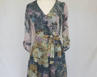 Designer Silk Chiffon Faux Wrap Dress - Custom made by Shanna Britta