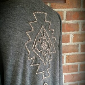 Cocoon Cowl Wrap Sweater Coat Hand Embroidered Navajo Artwork - Custom made by Shanna Britta