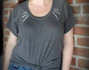 Embroidered Tree Branch Tee - Custom Made by Shanna Britta