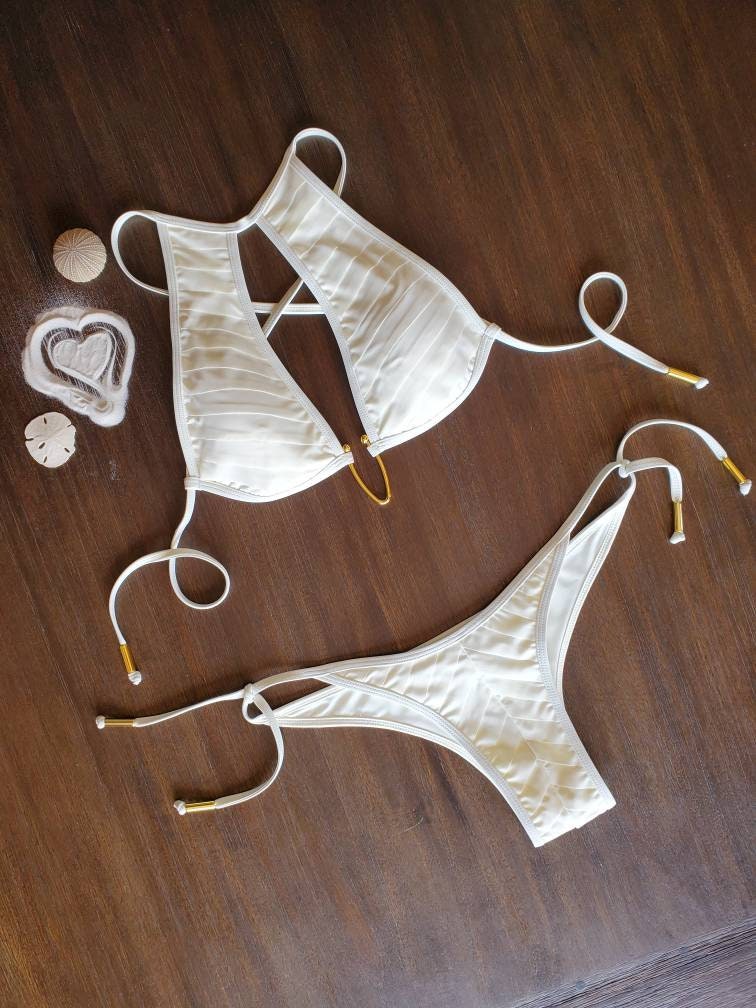 High Fashion Designer Bias Fluted Bikini Custom made by | Etsy