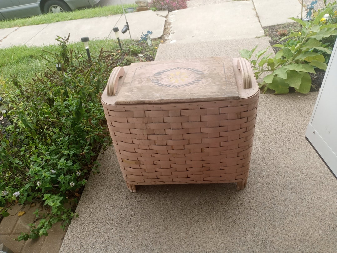 Antique 1930s Burlington Hawkeye Baskets Small Hamper Pink Etsy