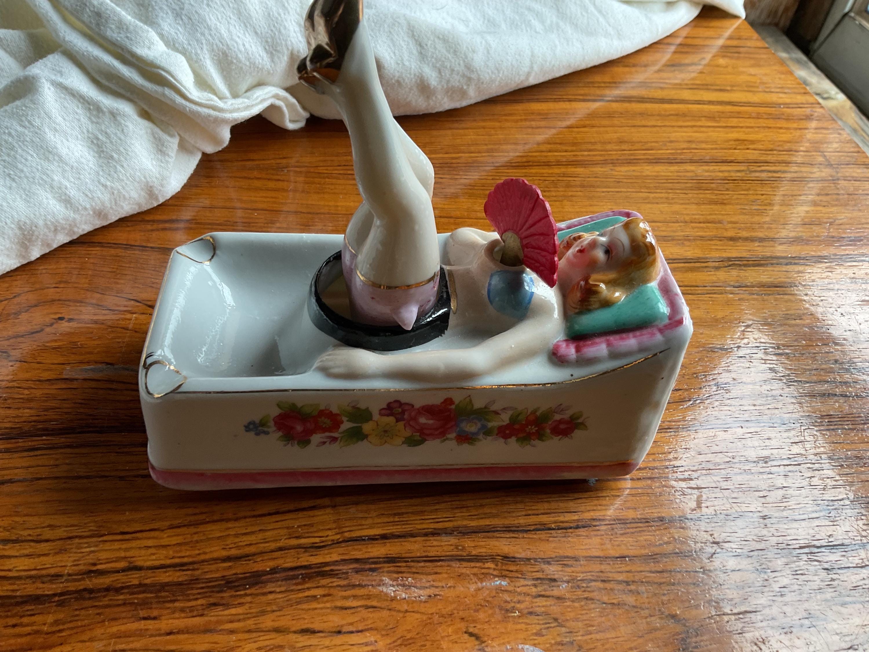 1950 Pin Up Girl 灰皿 アッシュトレイ ミッドセンチュリー 1950S MCM Ashtray Naughty Bathing Beauty Pin-up Ceramic Nodder